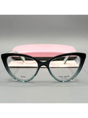Kate Spade Aubrie Black Teal Cat Eye Eyeglasses  48-15-135 READ